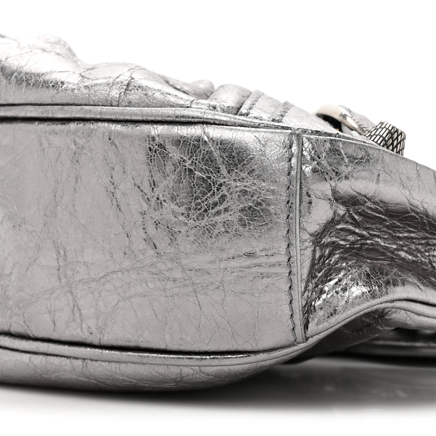 Metallic Agneau Arena Le Cagole Shoulder Bag XS Silver