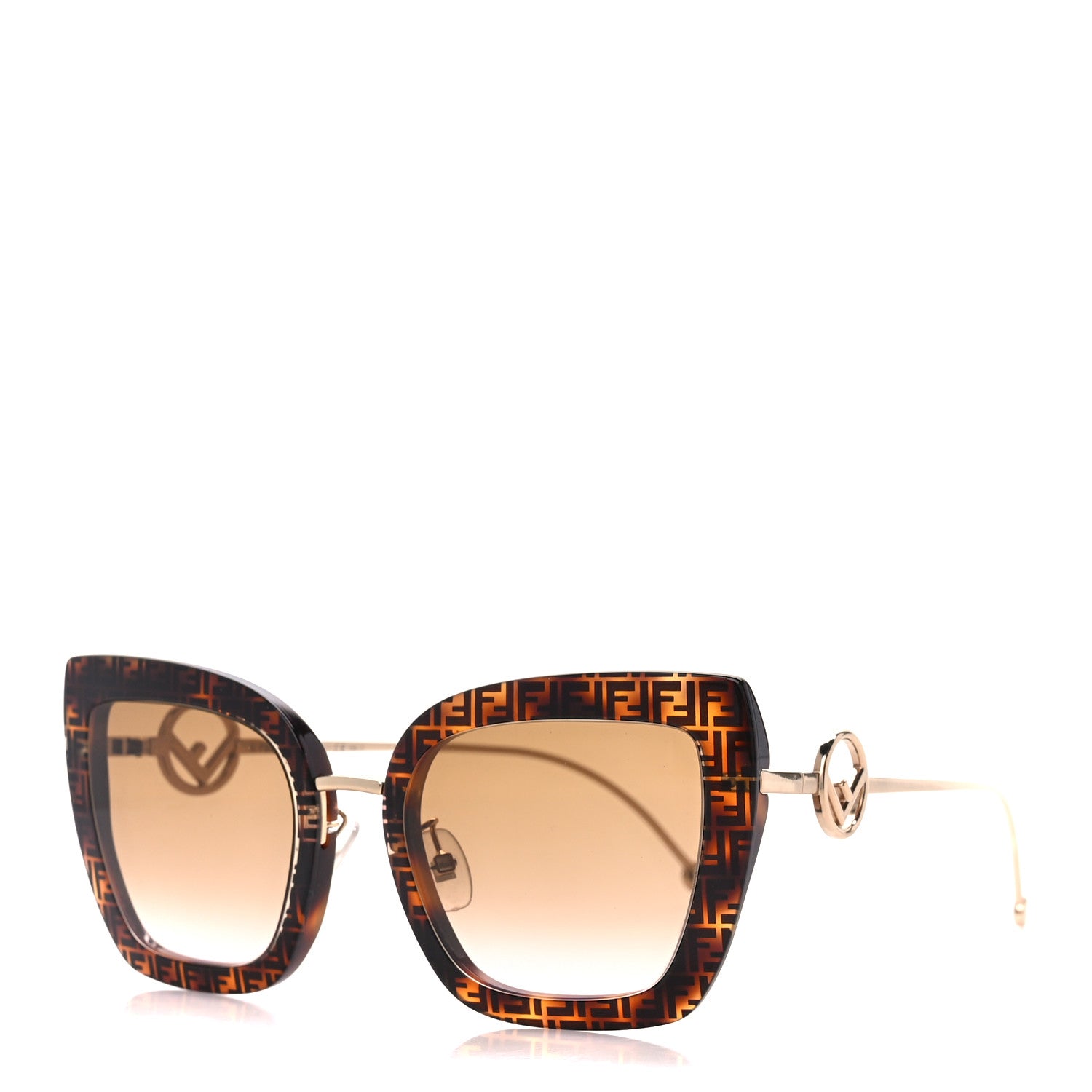 Fendi Acetate Metal F is Fendi FF Square Cat Eye Sunglasses FF 0424/F/S Havana 1 of 7