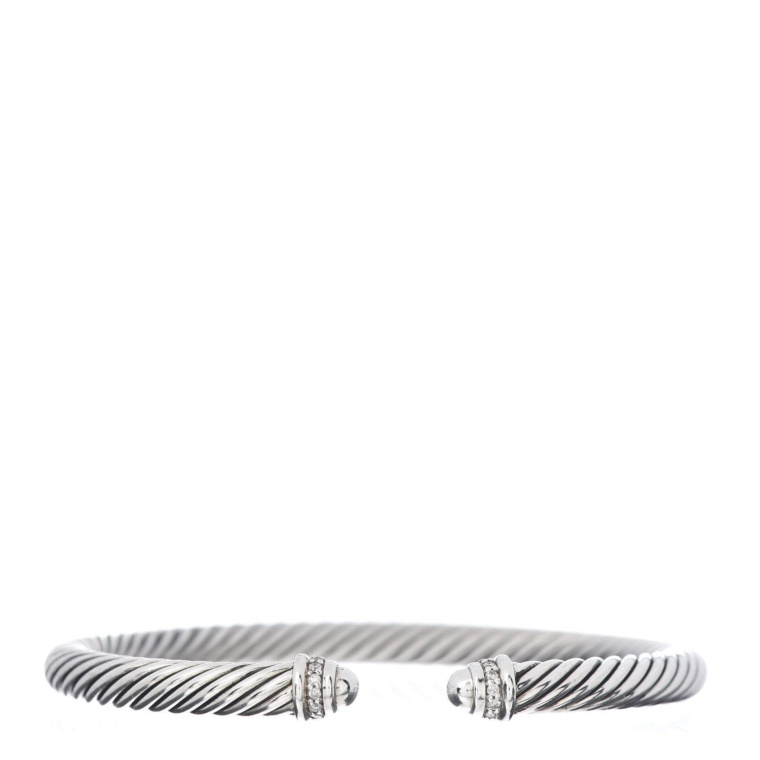 David Yurman Sterling Silver Diamond 5mm Cable Classics Dome Bracelet 1 of 4