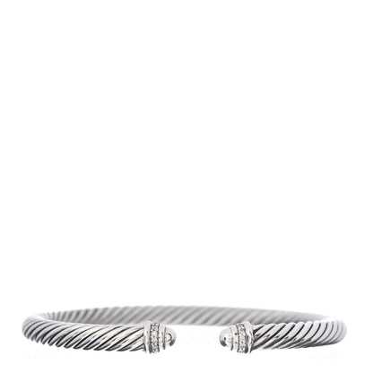 David Yurman Sterling Silver Diamond 5mm Cable Classics Dome Bracelet 1 of 4