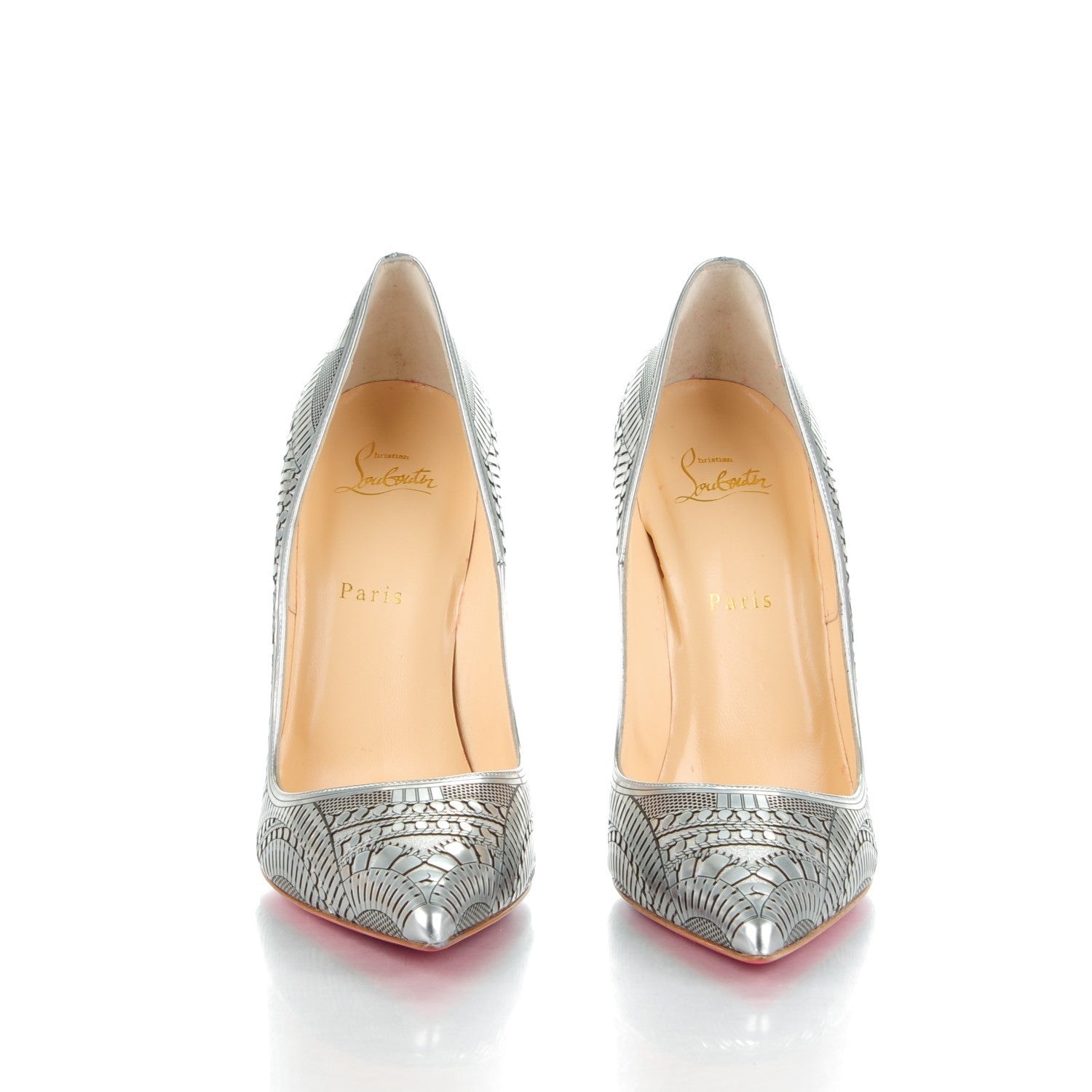 Christian Louboutin Metallic Specchio Suede Laser Cut Kristali 120 Pumps 41.5 Silver 2 of 8