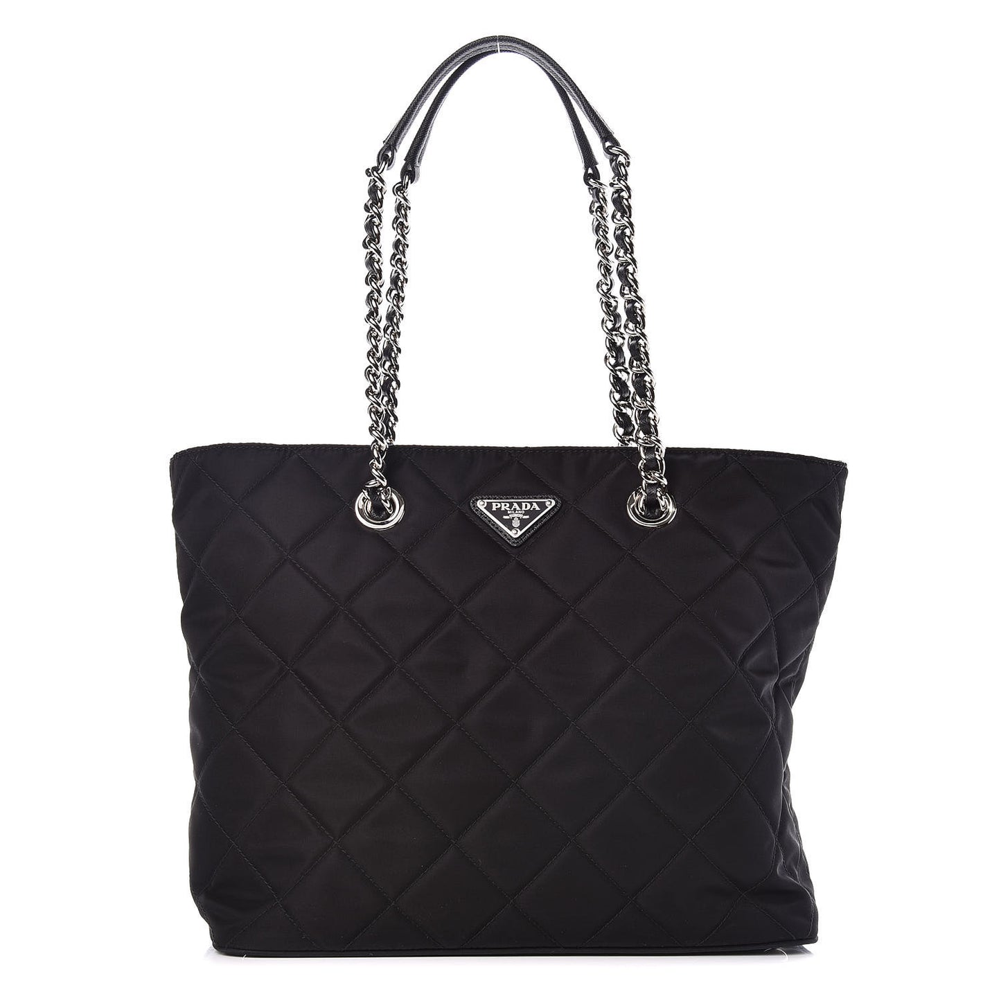 Tessuto Nylon Quilted Shopping Tote Black