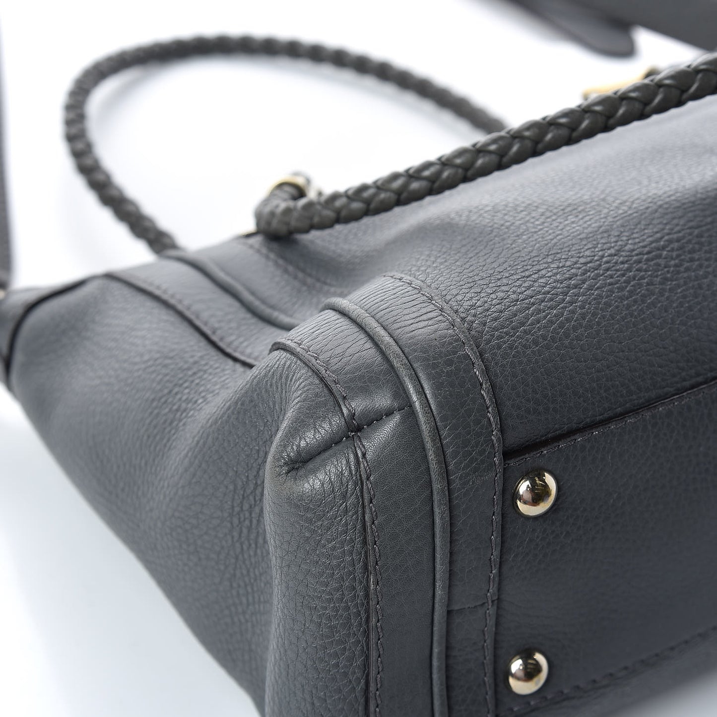 Pebbled Calfskin Small Bella Top Handle Bag Gray