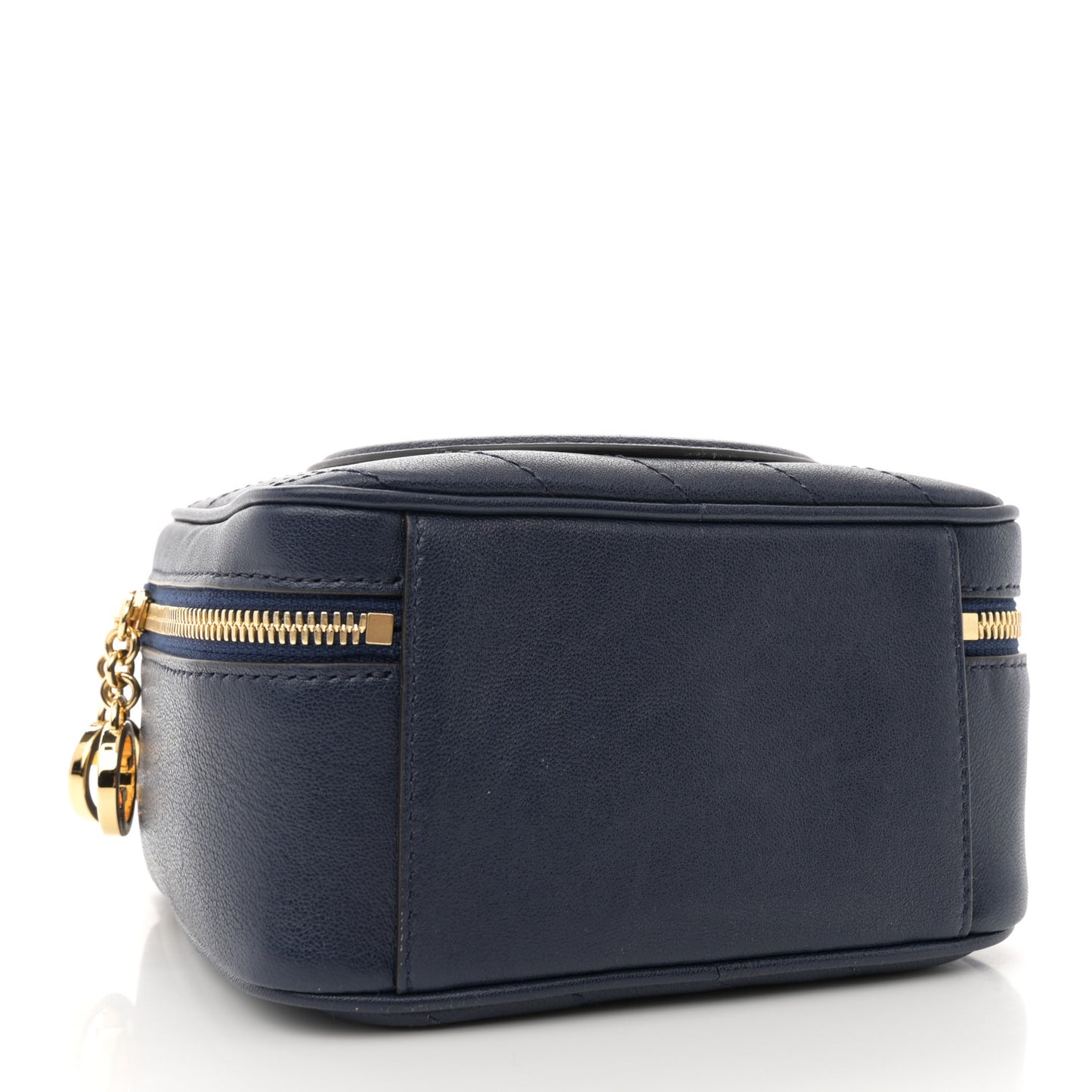 Sakai Be Green Calfskin Diagonal Stitched Blondie Top Handle Bag Blue Agata