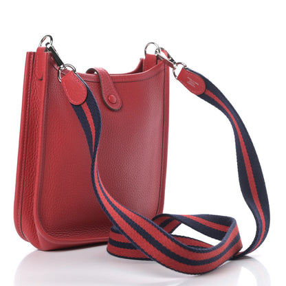 Hermes Taurillon Clemence Amazone Evelyne TPM Rouge Casaque Bleu Saphir 3 of 10