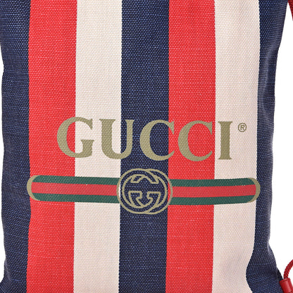 Gucci Canvas Logo Sylvie Stripe Drawstring Backpack Red 10 of 10