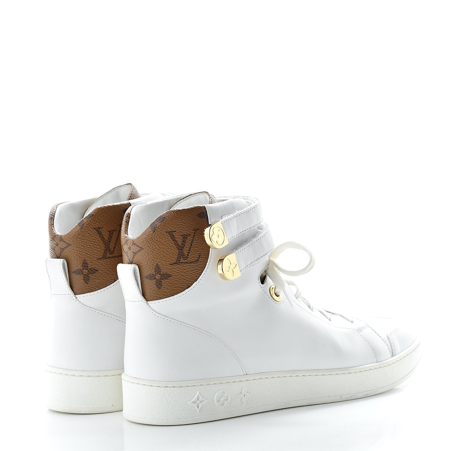 Louis Vuitton Calfskin Reverse Monogram Boombox High Top Sneakers 38.5 White 4 of 16