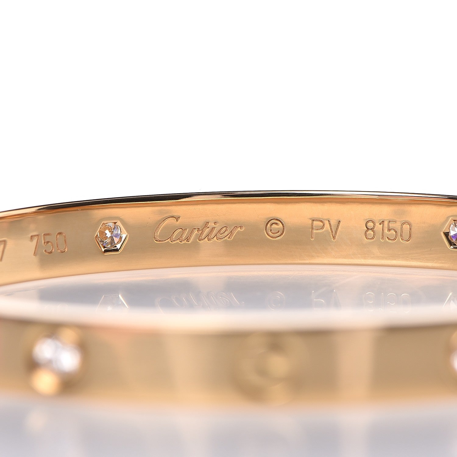 Cartier 18K Yellow Gold 4 Diamond LOVE Bracelet 17 3 of 7