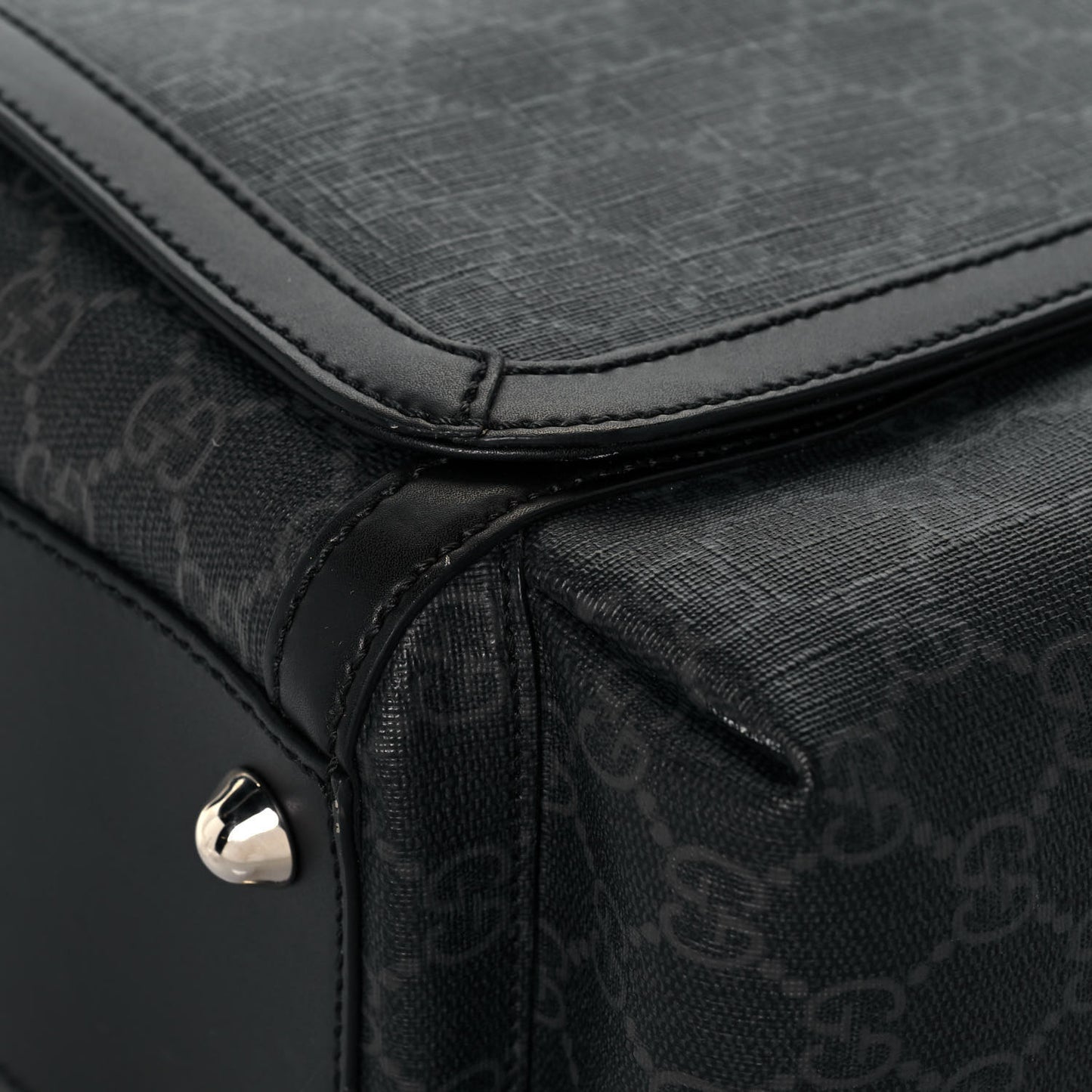GG Supreme Monogram Web Messenger Diaper Bag Black Grey