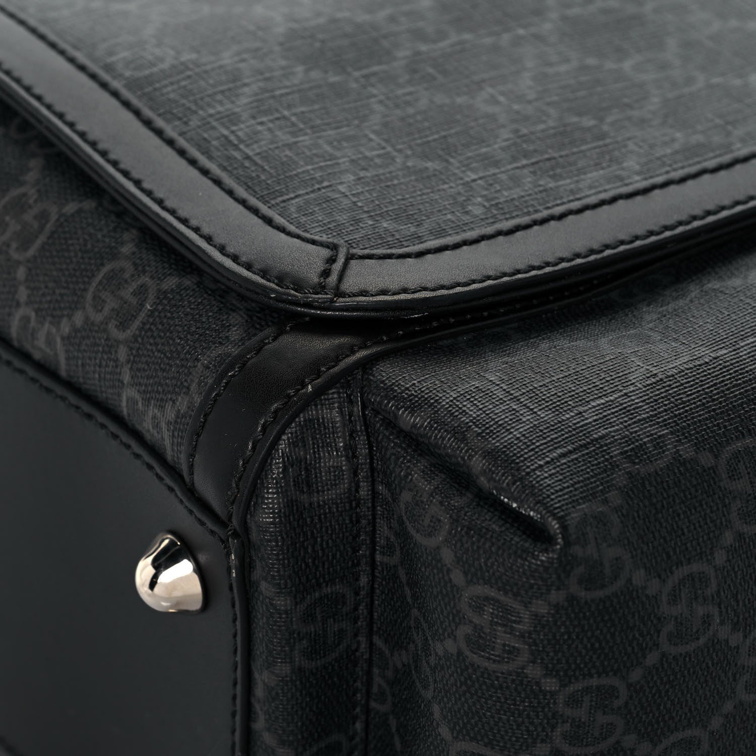 Gucci GG Supreme Monogram Web Messenger Diaper Bag Black Grey 10 of 15