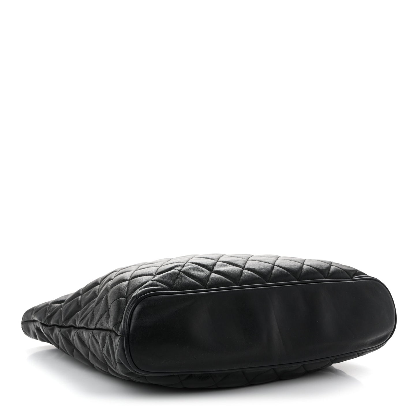 Lambskin Quilted Shopping Tote Black