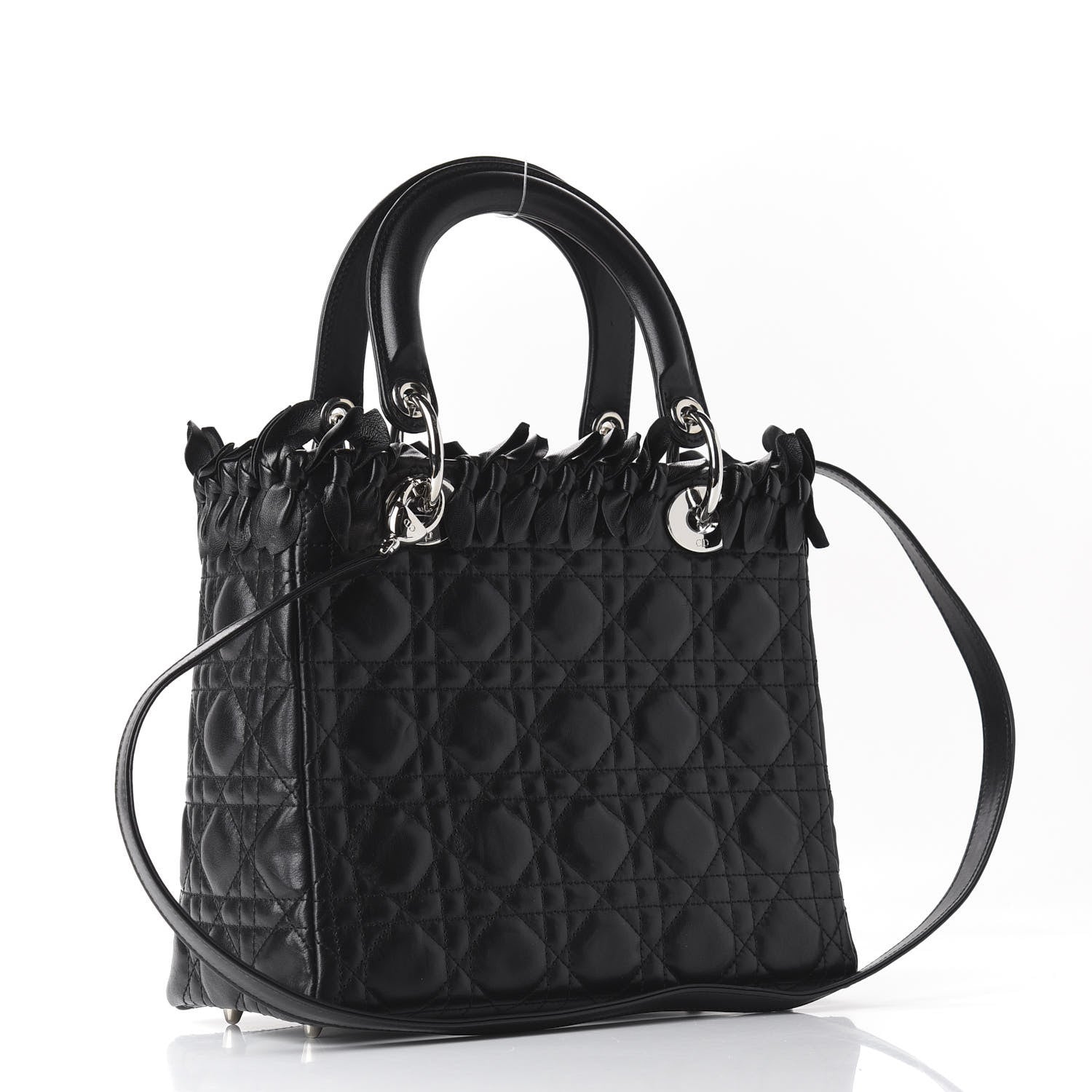 Christian Dior Lambskin Cannage Bow Medium Lady Dior Black 2 of 11