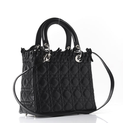 Christian Dior Lambskin Cannage Bow Medium Lady Dior Black 2 of 11