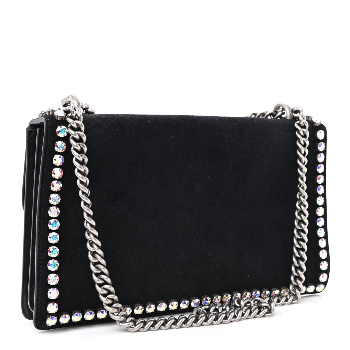 Suede Crystal Small Dionysus Shoulder Bag Black