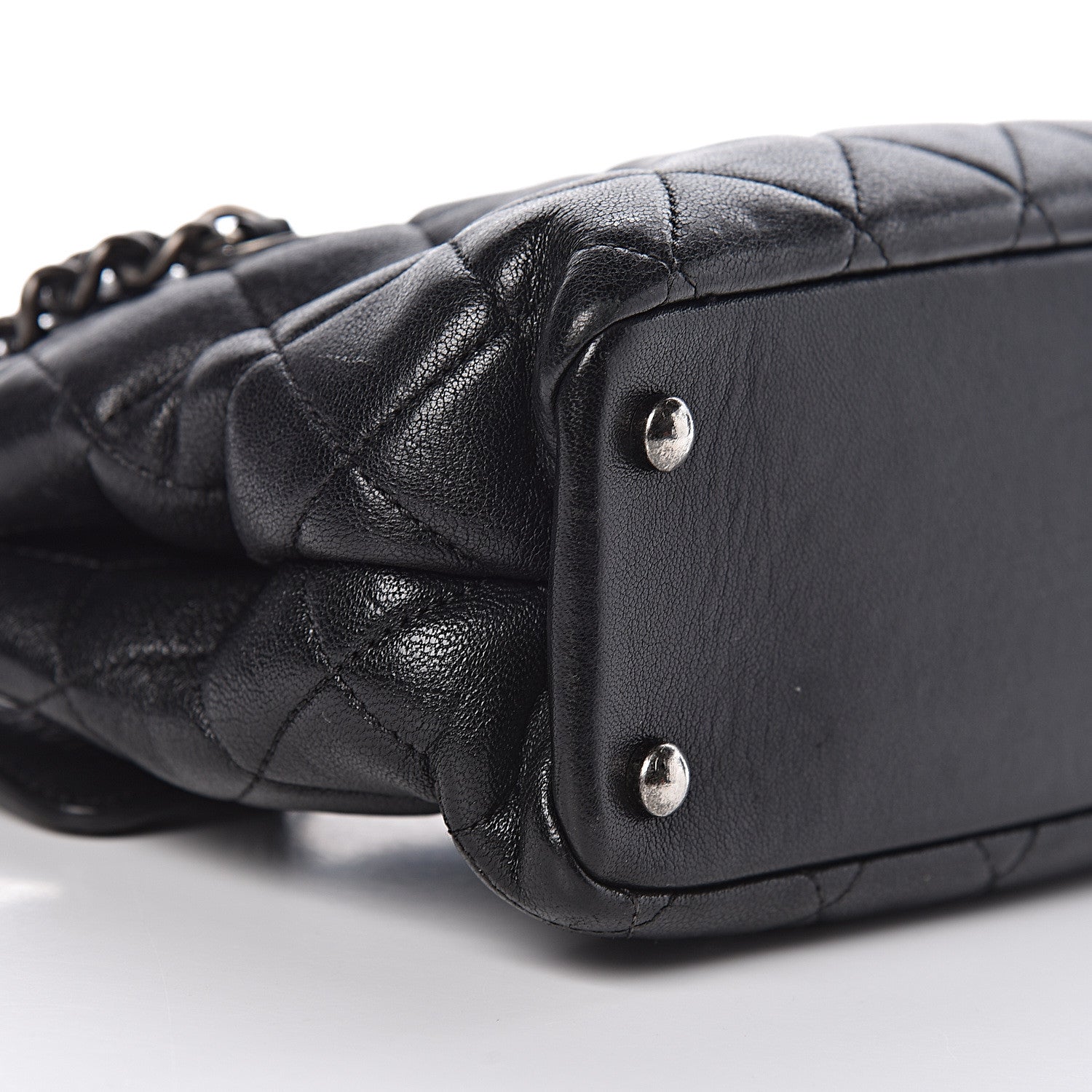 Chanel Shiny Sheepskin Quilted Small Shopping Tote Black 10 of 16