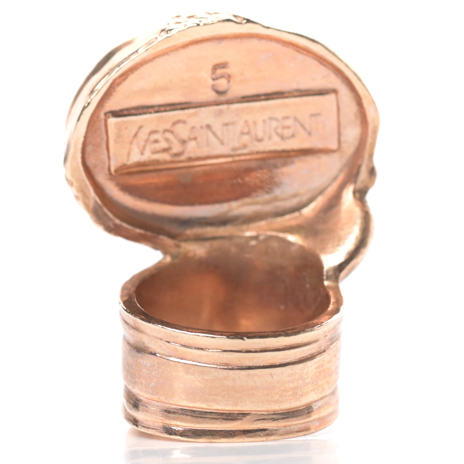 Saint Laurent Glass Cabochon Arty Ovale Ring 5 Rose Gold Lapis 3 of 4