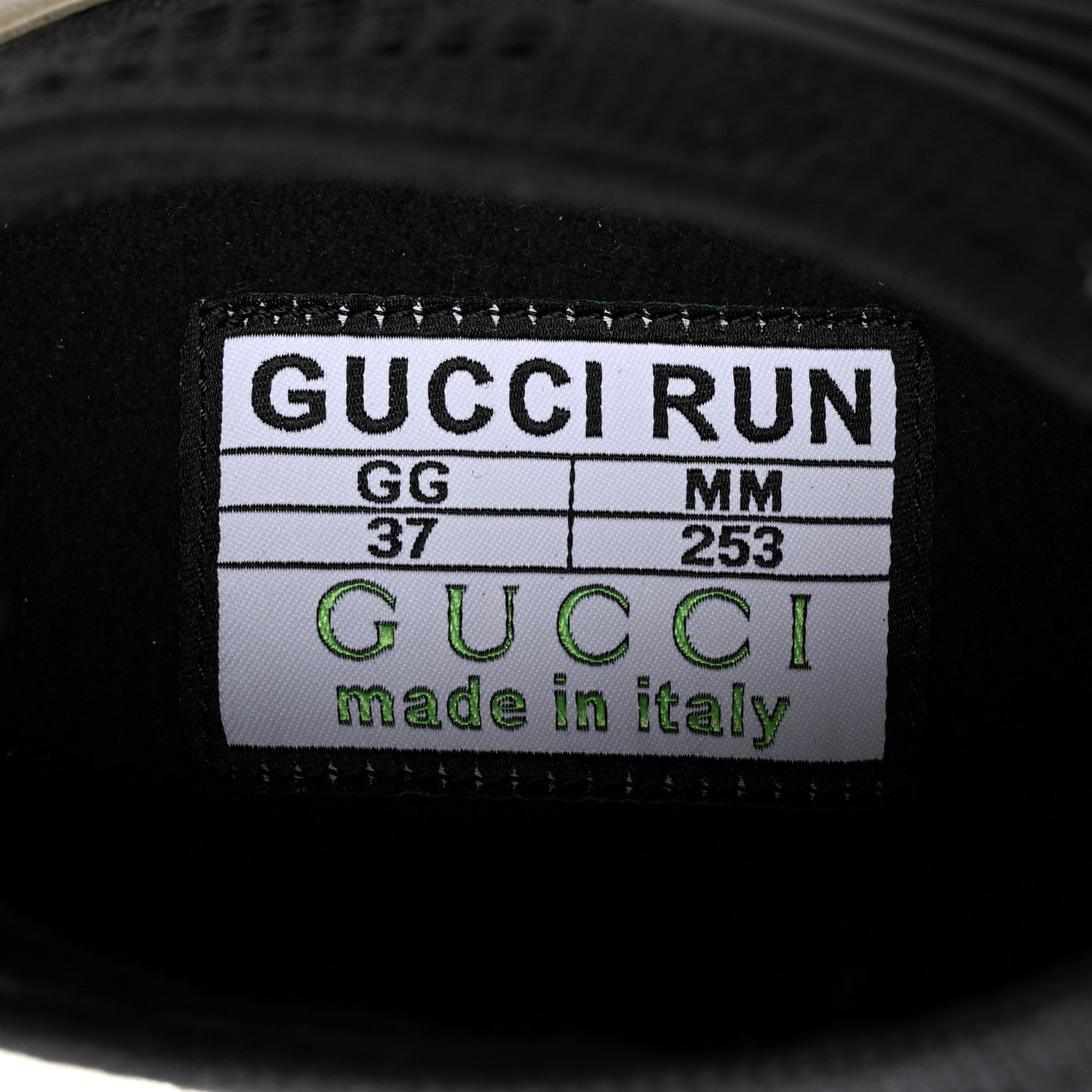 Gucci Technical Knit Fabric Waves Womens Gucci Run Sneakers 37 Black Loess 8 of 9