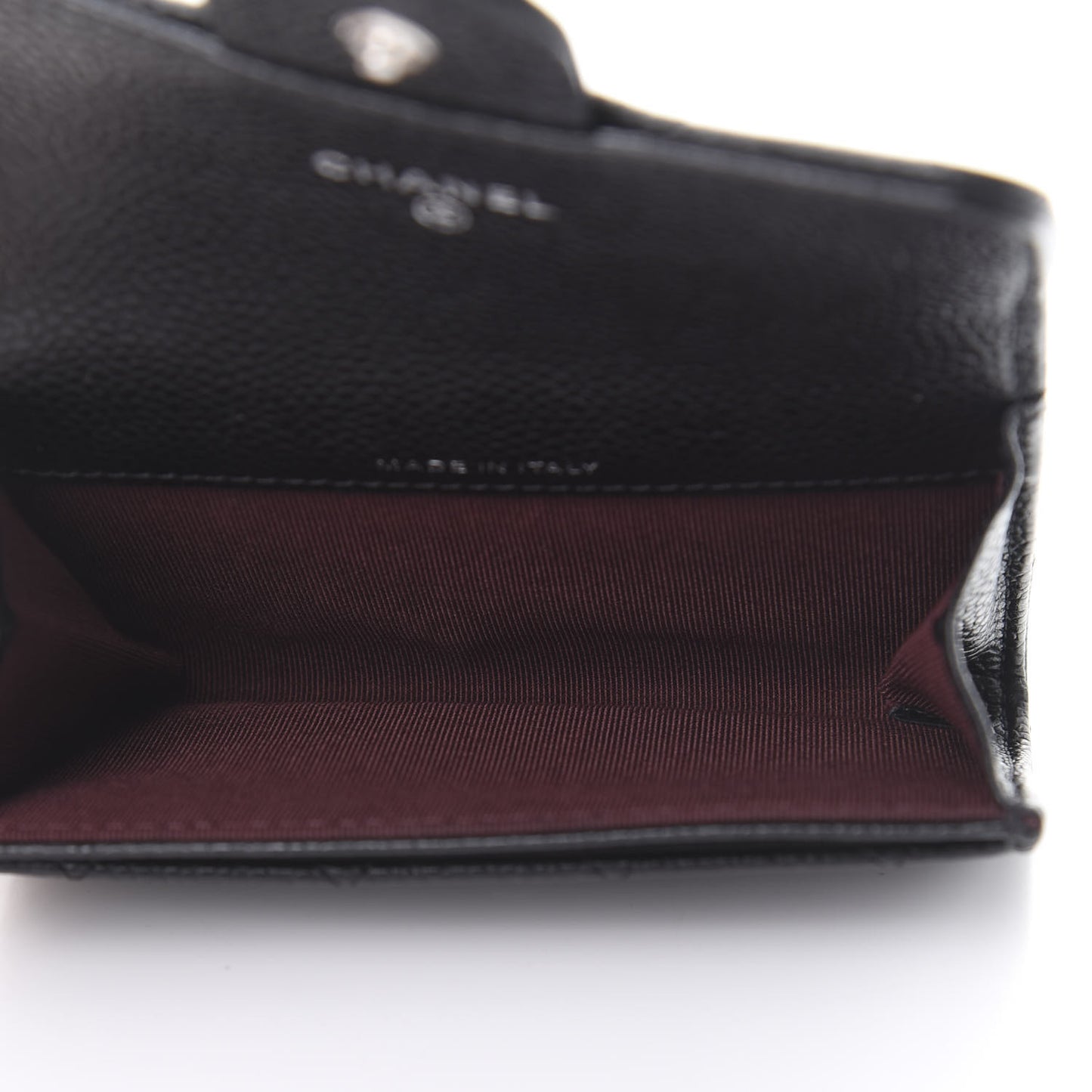 Caviar Quilted Flap Card Holder Wallet Black