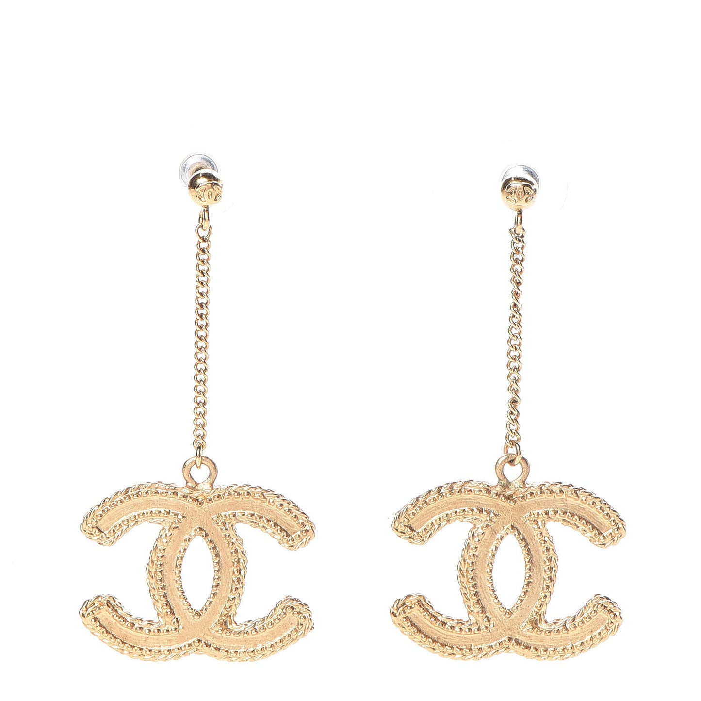 CC Drop Earrings Matte Gold