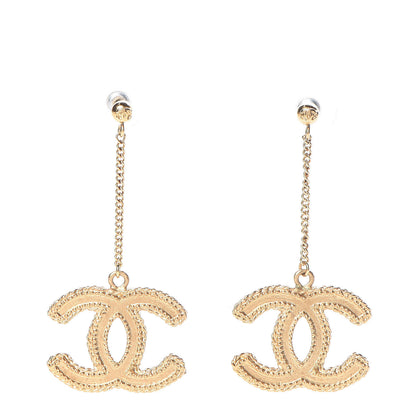 Chanel CC Drop Earrings Matte Gold 1 of 6