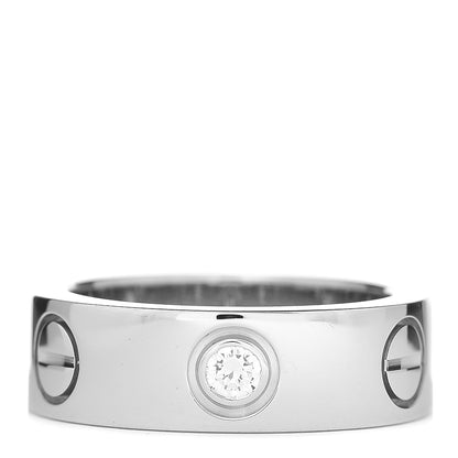 Cartier 18K White Gold 3 Diamond 5.5mm LOVE Ring 46 3.75 1 of 5