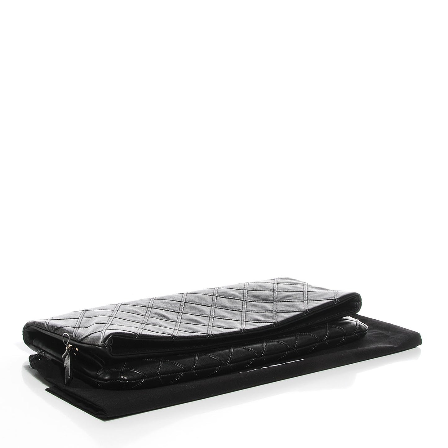 Calfskin Stitched Thin City Clutch Black