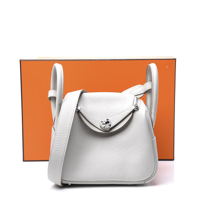 Hermes Taurillon Clemence Mini Lindy 20 Gris Perle 13 of 13