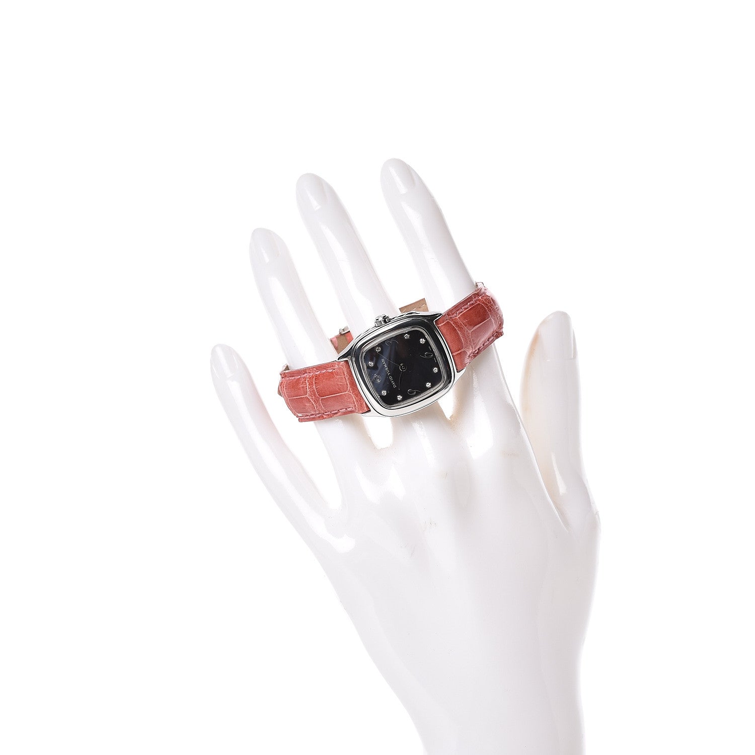 David Yurman Stainless Steel Alligator Diamond Black Mother of Pearl 25mm Thoroughbred Quartz Watch 2 of 10