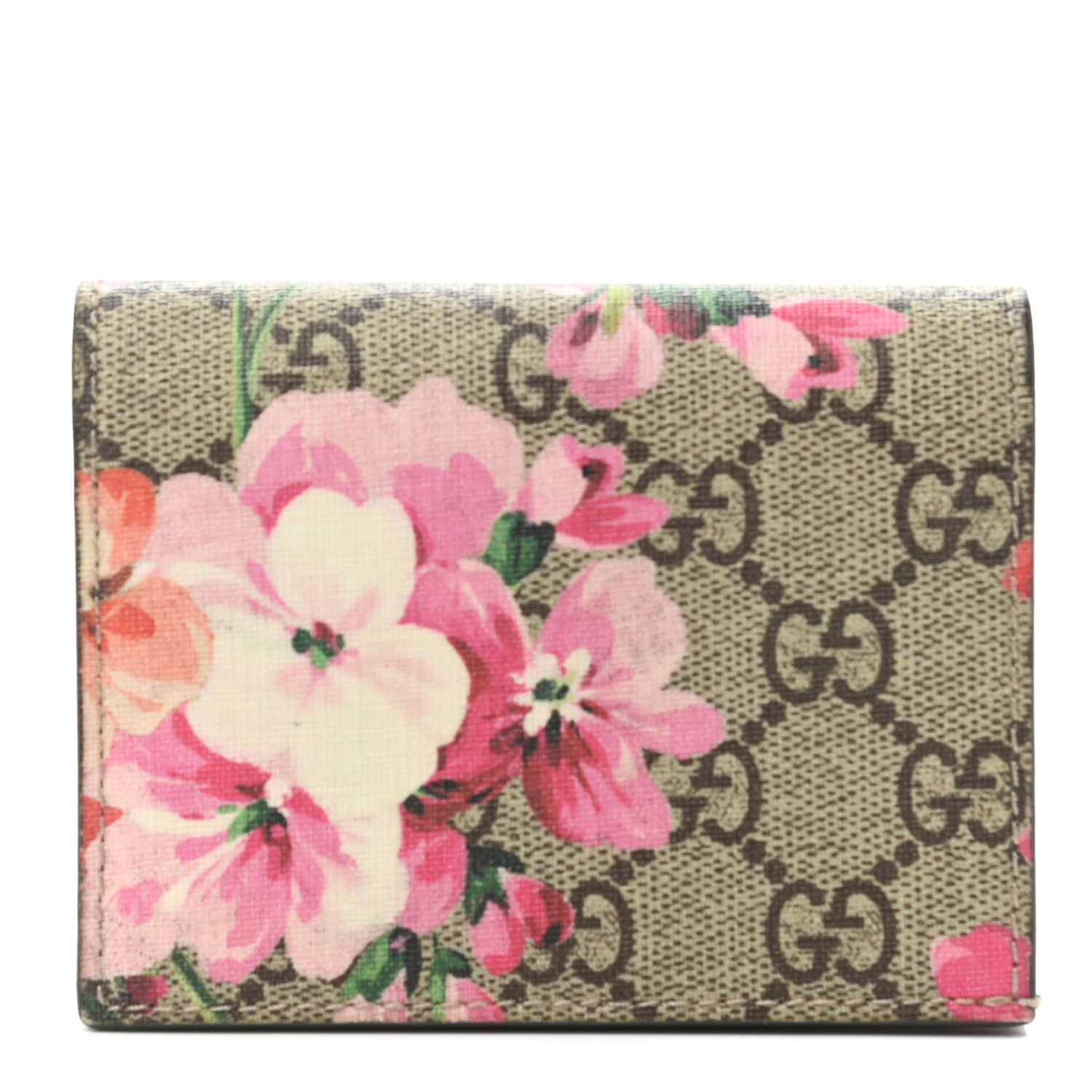 Gucci GG Supreme Monogram Blooms Card Case Beige Multicolor Dry Rose 1 of 7