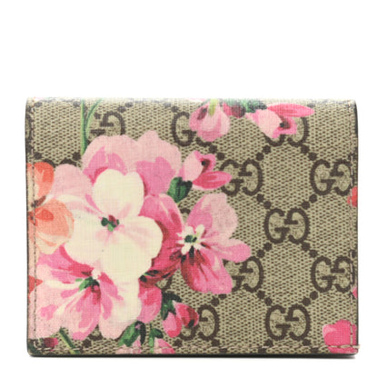 Gucci GG Supreme Monogram Blooms Card Case Beige Multicolor Dry Rose 1 of 7