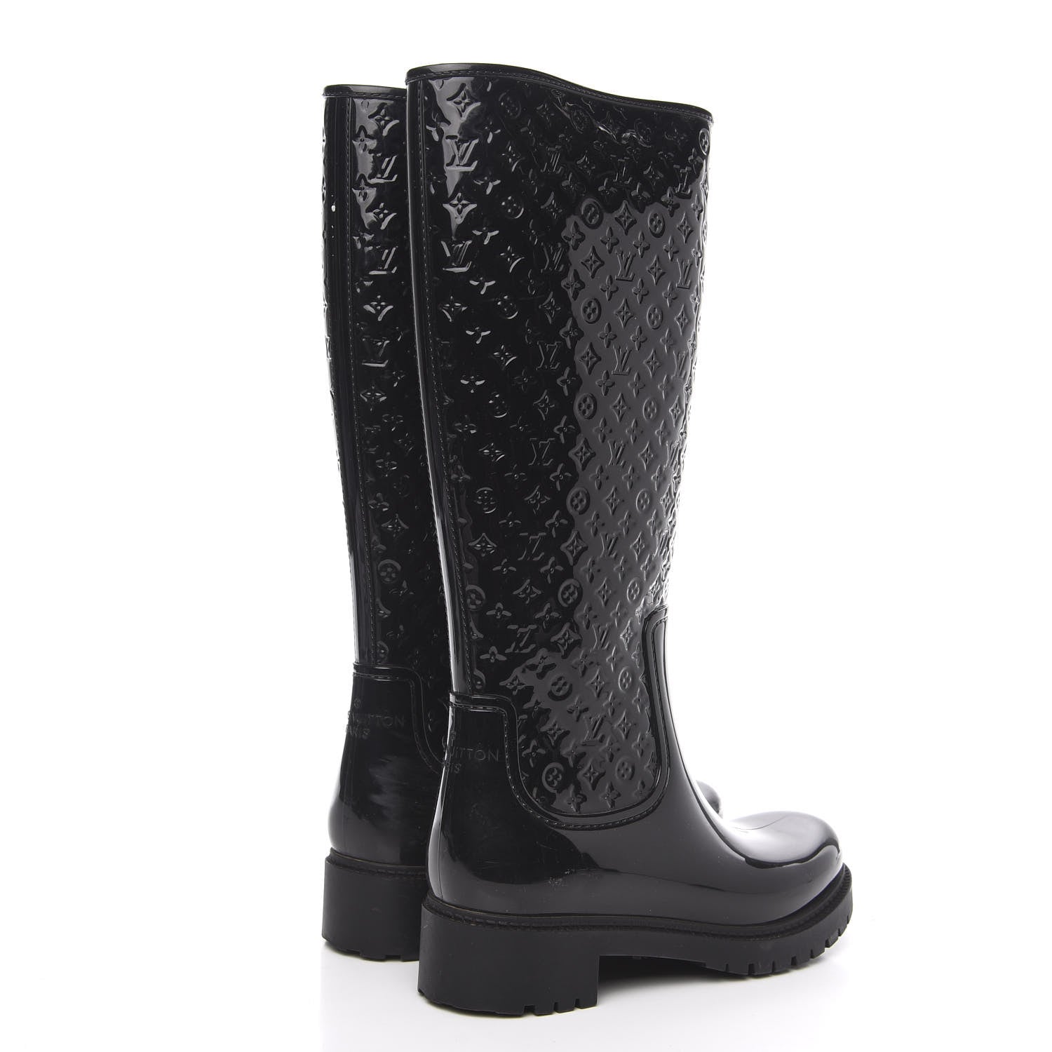 Louis Vuitton Rubber Embossed Monogram Splash Rain Boots 36 Black 4 of 9