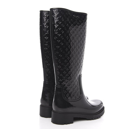 Louis Vuitton Rubber Embossed Monogram Splash Rain Boots 36 Black 4 of 9