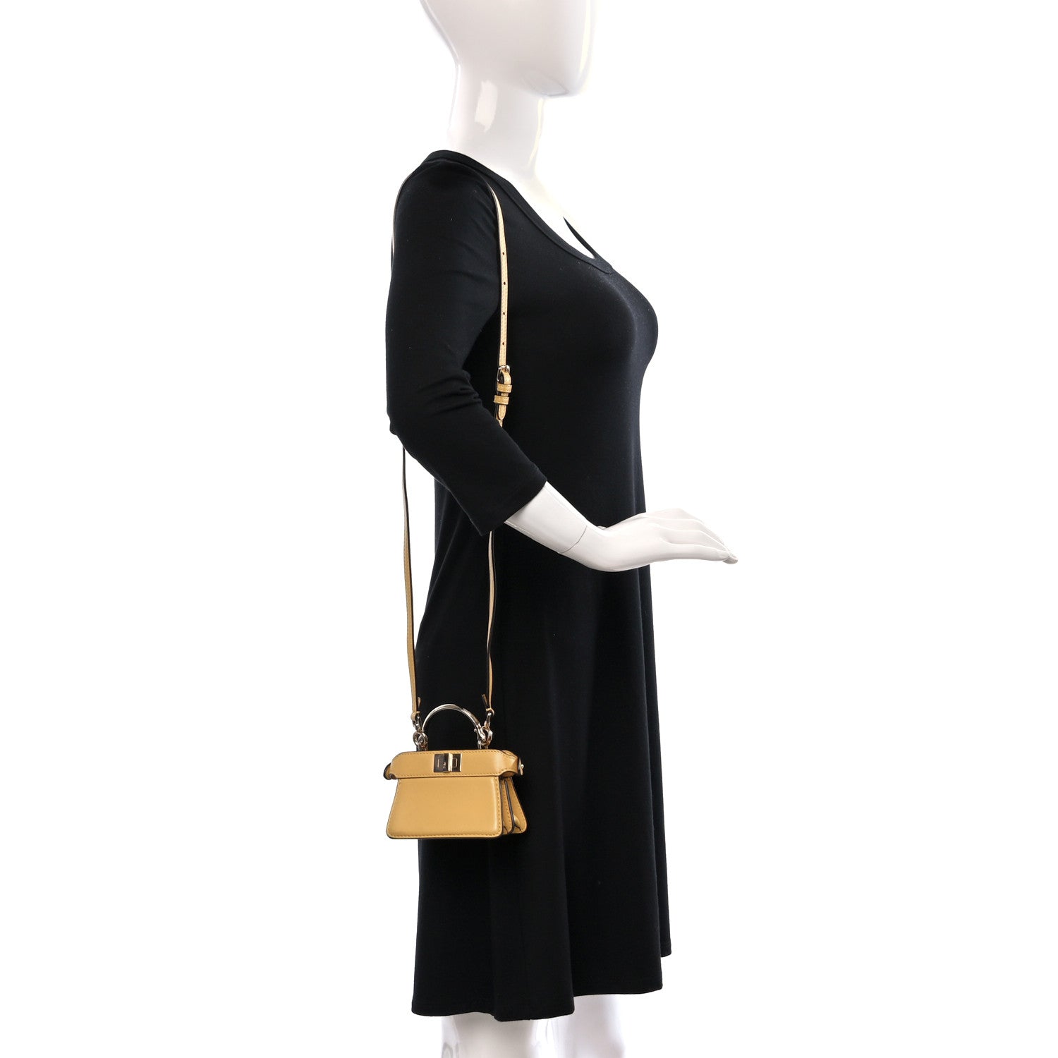 Fendi Shiny Nappa Nano Peekaboo Maxi Handle Satchel Mimosa 2 of 12