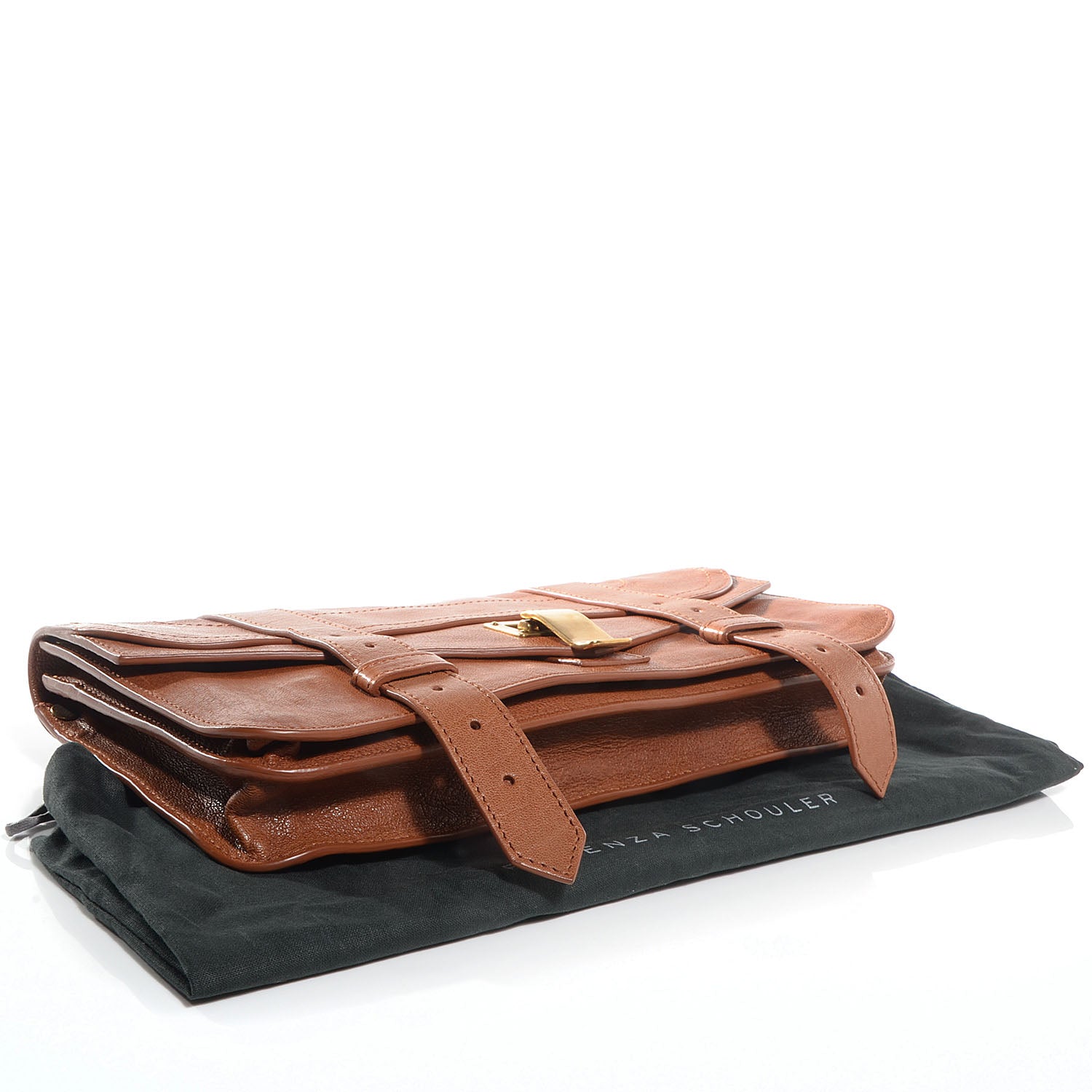 Proenza Schouler Lux Leather PS1 Pochette Clutch Saddle 4 of 10