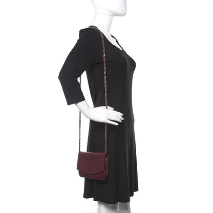 Chanel Caviar Timeless CC Wallet on Chain WOC Dark Red 3 of 18