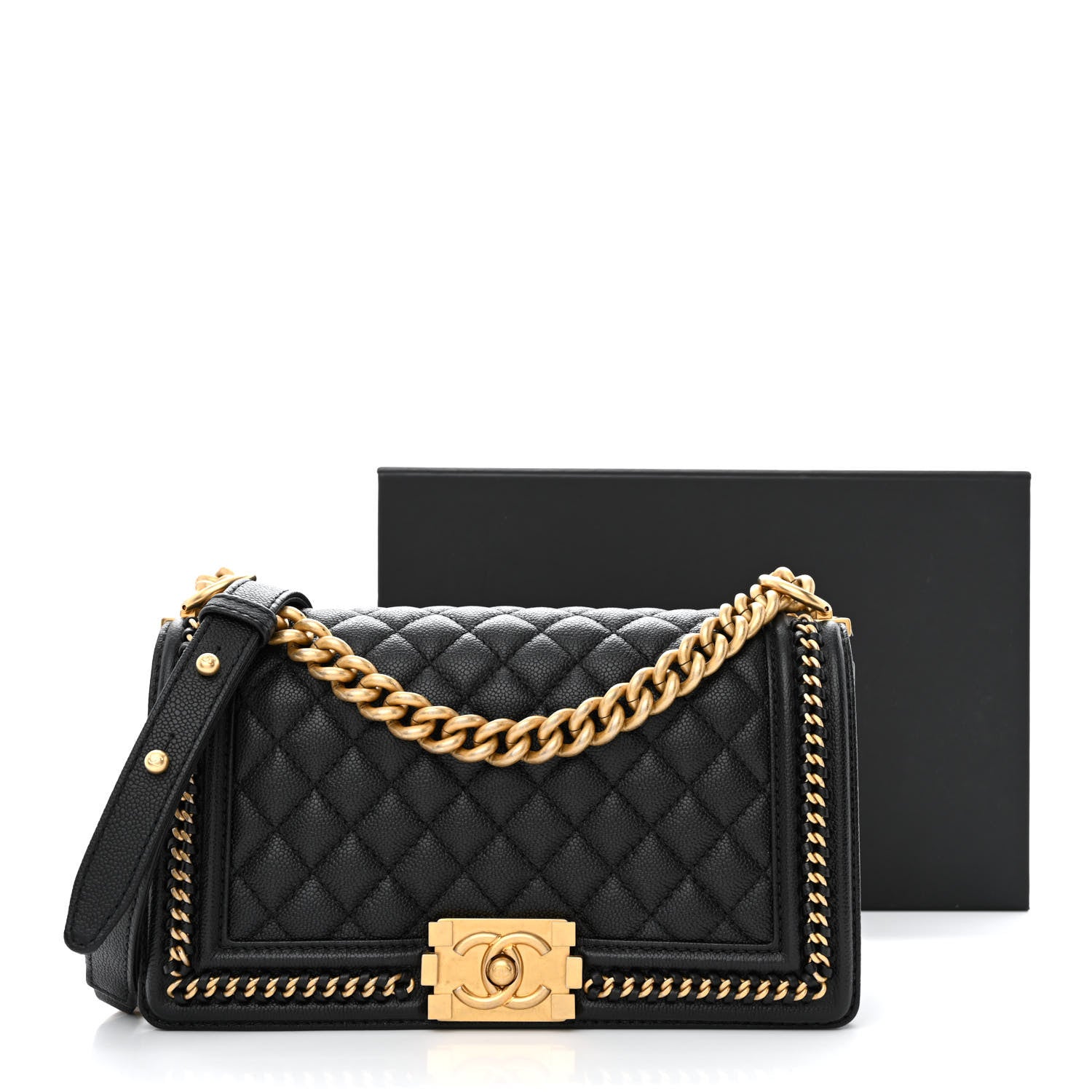 Chanel Caviar Quilted Medium Chain Around Boy Flap Black 11 of 11