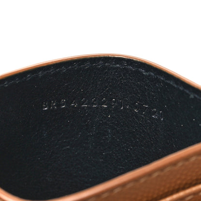 Saint Laurent Grain De Poudre Matelasse Chevron Monogram Credit Card Case Natural Dark 7 of 10