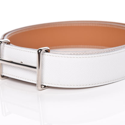 Hermes Epsom Box 32mm Idem Belt 90 White Gold 6 of 8