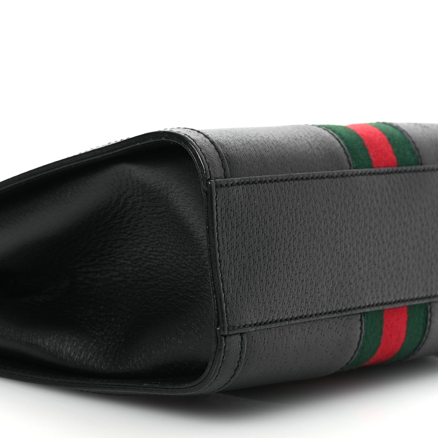 Textured Calfskin Web Small Ophidia Tote Bag Black