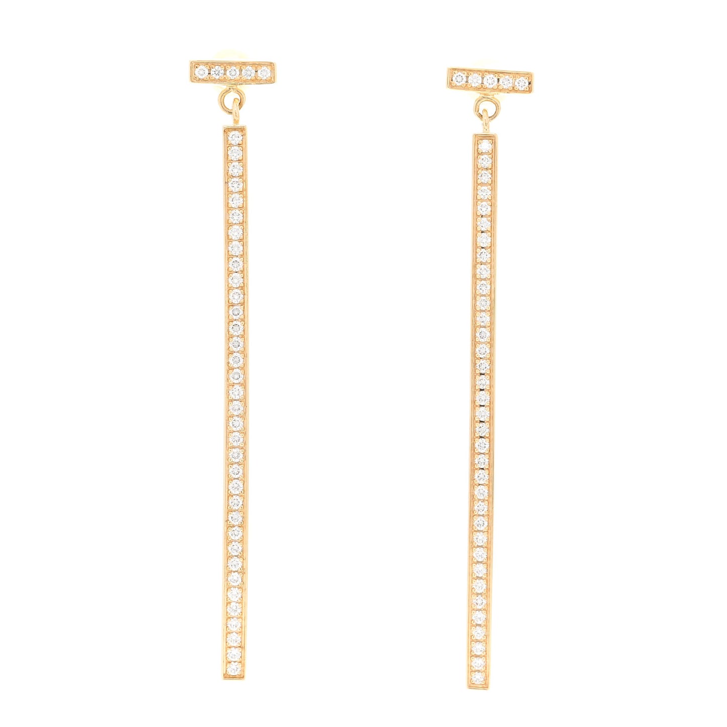 18K Yellow Gold Diamond T Bar Earrings