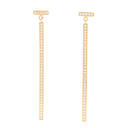 Tiffany 18K Yellow Gold Diamond T Bar Earrings 1 of 5
