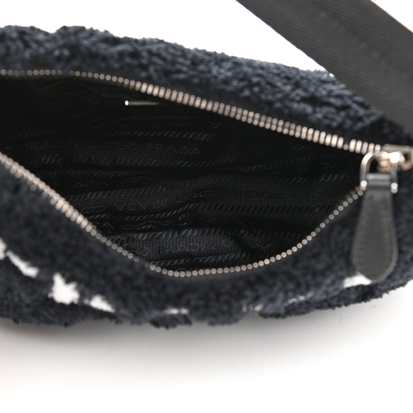 Terry Cloth Mini Re-Edition 2000 Bag Black White