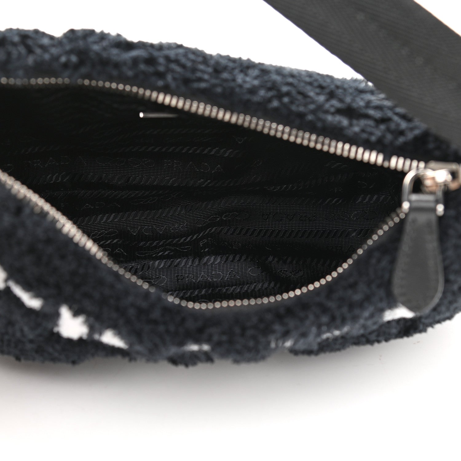 Prada Terry Cloth Mini Re-Edition 2000 Bag Black White 5 of 9