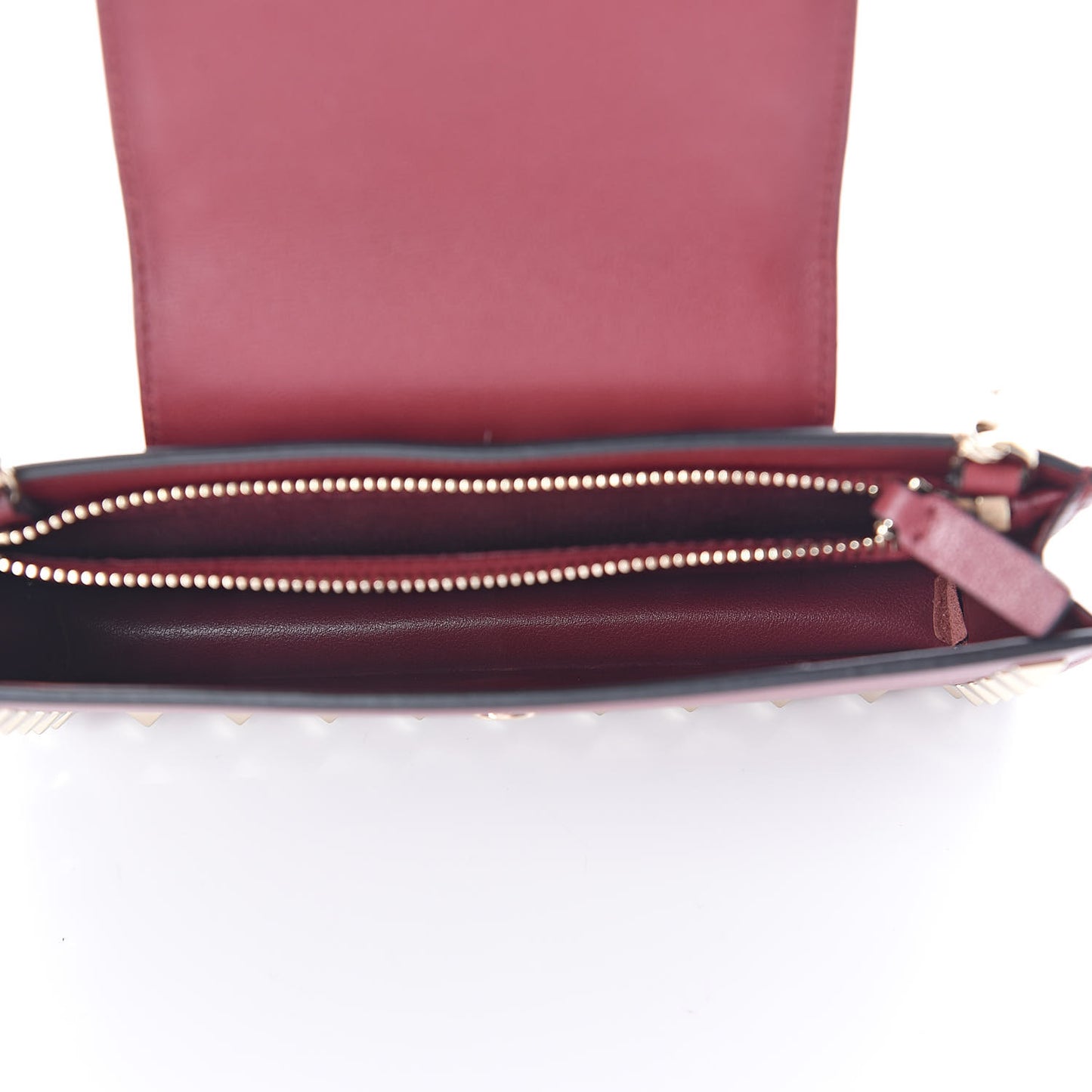 Calfskin Rockstud Phone Case With Chain Rubino