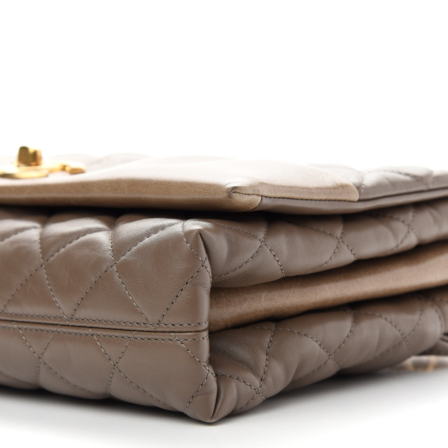 Calfskin Quilted Jumbo Soft Elegance Flap Brown