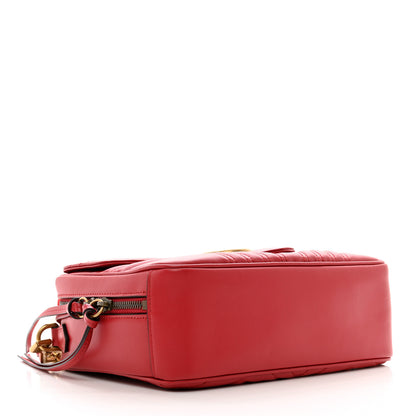 Gucci Calfskin Matelasse Sylvie Web Small GG Marmont Top Handle Shoulder Bag Hibiscus Red 4 of 10