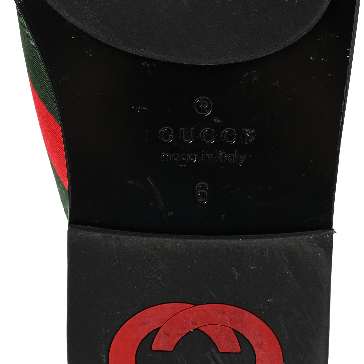 Gucci Nylon Calfskin Web Mens GG Thong Sandals 6 Green Red Black 7 of 10