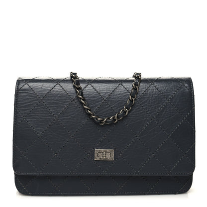 Chanel Aged Calfskin Quilted Reissue Wallet On Chain WOC Navy 1 of 11