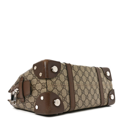 Gucci GG Supreme Monogram Textured Dollar Calfskin Small Detail Tote Beige Ebony New Acero 4 of 9
