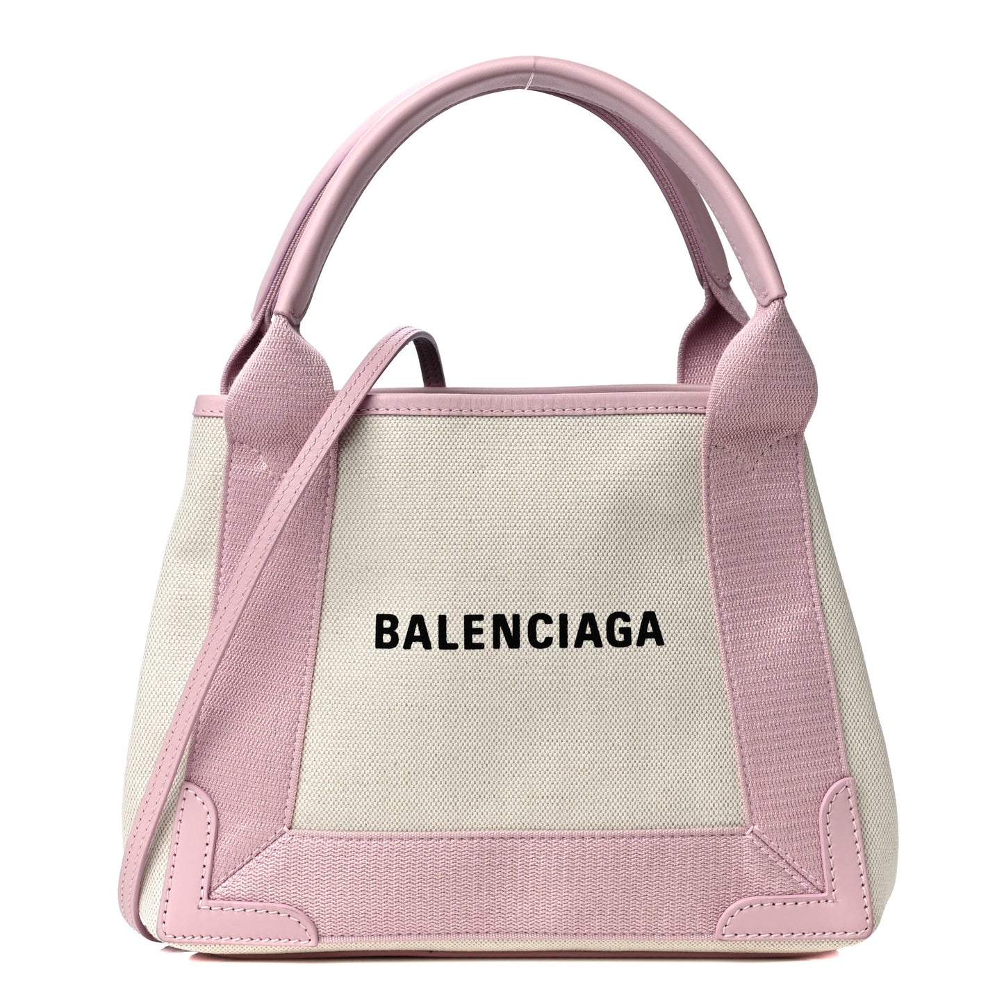 Cotton Canvas Satin Calfskin Navy Cabas XS Natural Pink